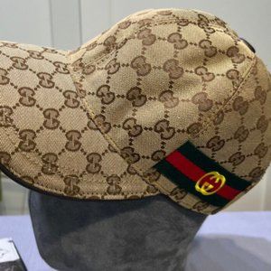 Gucci canvas Baseball cap size M Color Brown tan; green red and gold